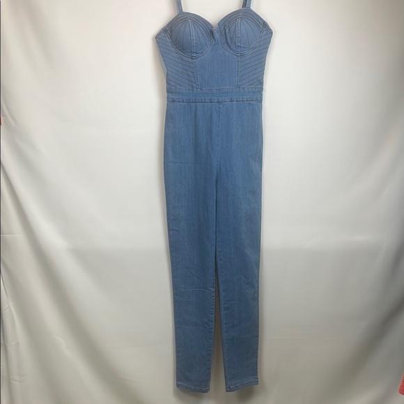 blashe Pants - Stylish Blue Skinny Denim Jumpsuit